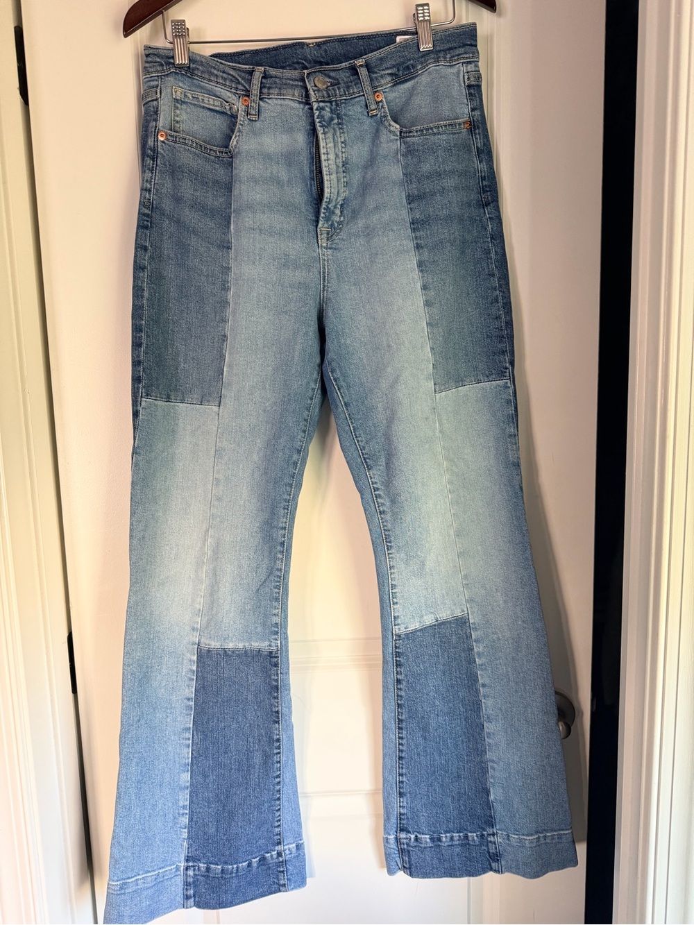 GAP Two-Tone Patchwork Light Blue Flare Jeans